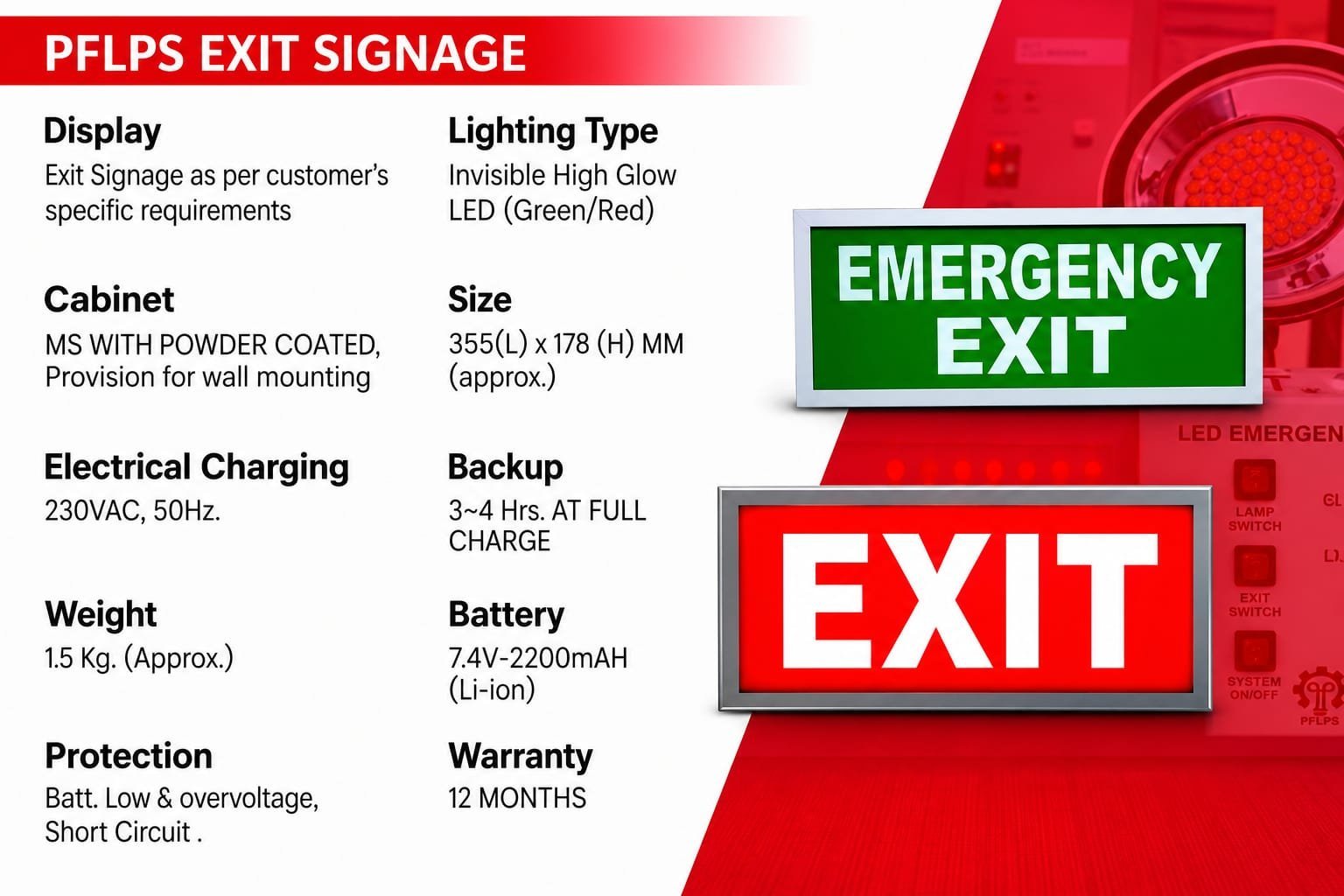 LED Emergency Exit Signage 4W